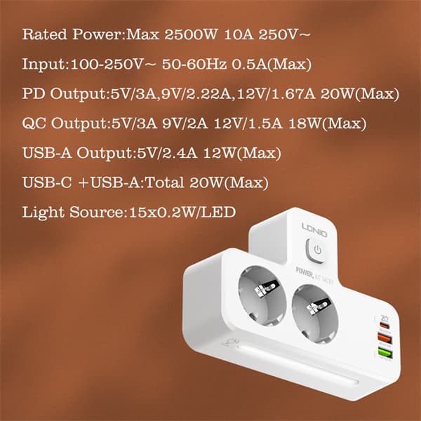 20W Portable Electrical Extension Socket SE2337