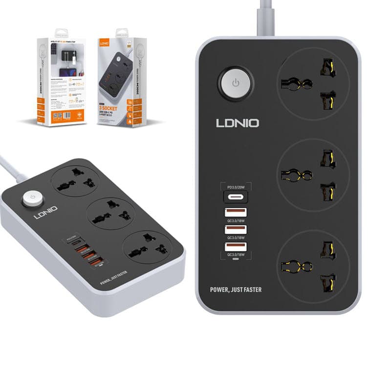 SC3412 Power Strip 3 Socket Outlets and 3 QC 3.0 USB 
